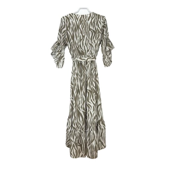 APRICOT Transitionnal Zebra Print Flowy Ruffles Midi Maxi White Green Dress‎ S - Picture 8 of 11